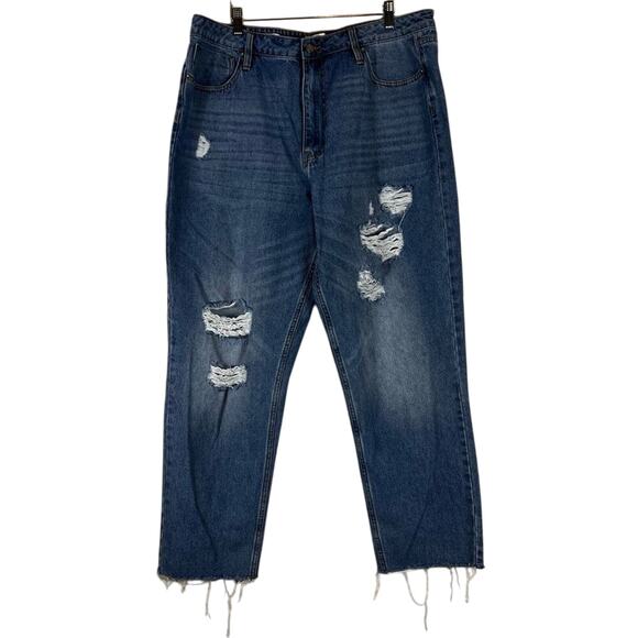 Vigoss Billie 90s Jeans Womens 32 Medium Wash Distressed High Rise Straight Leg - Picture 1 of 6